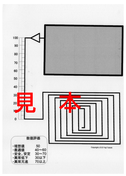 堤会長が特別に考案した「オリジナルのペーパーラジオニクス」